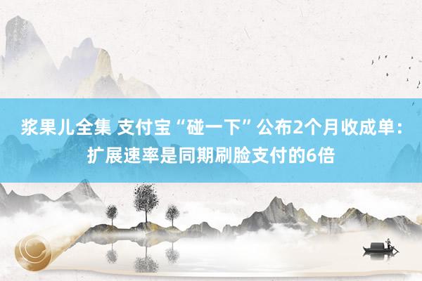 浆果儿全集 支付宝“碰一下”公布2个月收成单：扩展速率是同期刷脸支付的6倍