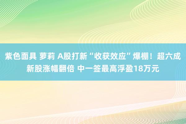 紫色面具 萝莉 A股打新“收获效应”爆棚！超六成新股涨幅翻倍 中一签最高浮盈18万元
