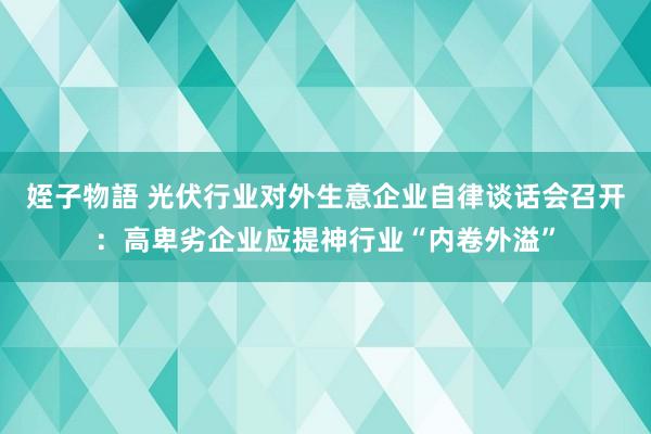 姪子物語 光伏行业对外生意企业自律谈话会召开：高卑劣企业应提神行业“内卷外溢”