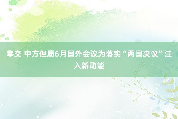 拳交 中方但愿6月国外会议为落实“两国决议”注入新动能